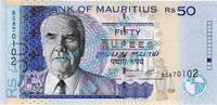 Mauritius 50 Rupien Banknote Mauritius , 50 Rupees Schein -J.M. Paturau- ND 1998 in unc - kfr -