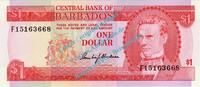 Barbados 1 Dollar Banknote Barbados , 1 Dollar Schein -S.J.Prescod- ND 1973 in unc - kfr -