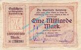 Inflation DE 1 Mia. Mk. Hornberg , Banknote 1 Milliarde Mark Schein in gbr-. Keller 2448.a , Baden 1923 -