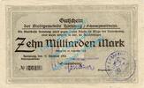 Inflation DE 10 Mia. Mk. Hornberg , Banknote 10 Milliarden Mark Schein in gbr. Keller 2448.b , Baden 1923 -