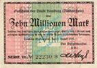 Inflation DE 10 Mio. Mk. Homberg , Banknote 10 Millionen Mark Schein in kfr. Keller 2441.c , RHL von 1923 -