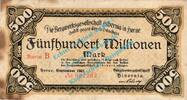 Inflation DE 500 Mio. Mk. Herne , Banknote 500 Millionen Mark Schein in gbr. Keller 2343.i Westfalen 1923 -