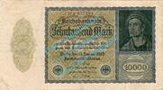 Weimarer Republik - Inflation 10.000 Mk. Banknote , 10.000 Mark Schein in gbr. DEU-78.c, Ros.69, P.72, von 1922 -