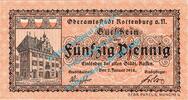 Notgeld DE 50 Pf. Rottenburg , Notgeld 50 Pfennig Schein in kfr. Tieste 6255.05.15 , Württemberg -