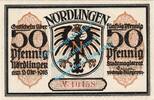 Serienscheine DE 50 Pf. Nr.4 -gelbbraun- Nördlingen , Notgeld 50 Pfennig Schein Nr.4 -gelbbraun- in kfr. M-G 978.3 , Bay -