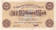 Inflation 1923 DE 50 Mio. Mk. Herten , Banknote 50 Millionen Mark Schein in unc-kfr Keller 2358.g. , Westfalen -