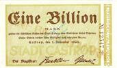 Inflation DE 1 Billion Mk. Castrop , Banknote 1 Billion Mark Schein in unc-kfr Keller 732.e , Westfalen 192 -