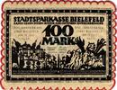 Notgeld DE 100 Mk. -Seide- Bielefeld , Notgeld 100 Mark Schein -Seide- unc-kfr. Grab. 34.c , Westfalen 1921 -