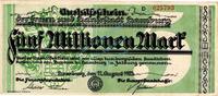 Inflation 1923 DE 5 Mio. Mk. Hamburg , Banknote 5 Millionen Mark Schein gbr. Keller 2109.d-e , Hamburg 1923 -