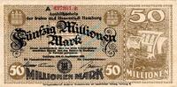 Inflation 1923 DE 50 Mio. Mk. Hamburg , Banknote 50 Millionen Mark Schein unc-kfr. Keller 2109.n Hamburg 1923 -