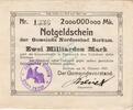 Inflation 1923 DE 2 Mia. Mk. Borkum , Banknote 2 Milliarden Mark -B- gbr. Keller 535... Niedersachsen 1923 -