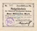 Inflation 1923 DE 2 Mia. Mk. Borkum , Banknote 2 Milliarden Mark gbr. Keller 535... Niedersachsen von 1923 -