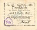 Inflation 1923 DE 5 Mia. Mk. Borkum , Banknote 5 Milliarden Mark -B- gbr. Keller 535... Niedersachsen 1923 -