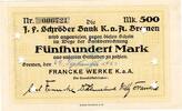 Inflation 1922/23 500 Mk. Bremen , Banknote 500 Mark Schein unc-kfr. Müller 540.3 , Niedersachsen 1922 -