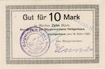 Großnotgeld 1918 DE 10 Mk. -Rahmen b- Heiligenhaus , Banknote 10 Mark Schein unc-kfr. Geiger 229.02.b , Rheinland 1920 -