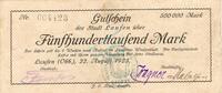 Inflation 1923 DE 500.000 Mk. Laufen , Banknote 500.000 Mark Schein gbr. Keller 2946.a , Bayern 1923 Inflation -