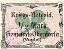Kleingeld 1914-1922 1/2 Mark Oberdorla , Notgeld 1 halbe Mark Schein in unc-kfr. Ti.5225.05.80 , Thüringen -