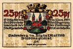 Kleingeld 1914-1922 25 Pf. Lindenberg , Notgeld 25 Pfennig -bis 35980- in unc-kfr. Ti. 4115.05.11 , Bayern -