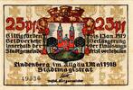 Kleingeld 1914-1922 25 Pf. Lindenberg , Notgeld 25 Pfennig Schein in unc-kfr. Ti. 4115.05.20 , Bayern 1918 -