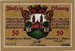 Kleingeld 1914-1922 50 Pf. Lindenberg , Notgeld 50 Pfennig Schein in unc-kfr. Ti.4115.05.17 , Bayern 1918 V -