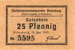 Kleingeld 1914-1922 25 Pf. Ortenburg , Notgeld 25 Pfennig -hellbraun- unc-kfr. Ti.5420.05.10 , Bayern 1919 -