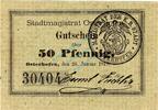 Kleingeld 1914-1922 50 Pf. Osterhofen , Notgeld 50 Pfennig Schein in unc-kfr. Ti.5445.05.030 , Bayern 1917 -