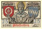 Kleingeld 1914-1922 25 Pf. Aschaffenburg , Notgeld 25 Pfennig Schein unc-kfr. Ti.0220.10.40 , Bayern o.D. V -