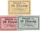 Kleingeld 1914-1922 3 Scheine kpl. Bischofswerder , Notgeld Set mit 3 Scheinen unc-kfr. Ti.0685.05.50-52 , Westpreu -