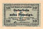 Kleingeld 1914-1922 10 Pf. Berneck , Notgeld 10 Pfennig Schein unc-kfr. Ti.0540.05.45 , Bayern 1917 Verkehr -