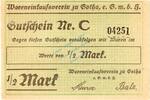 Kleingeld 1914-1922 1/2 Mk. Gotha , Notgeld 1 halbe Mark Schein unc-kfr. Ti.2395.65.01 , Thüringen o.D. Verk -