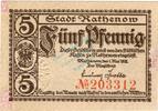 Kleingeld 1914-1922 5 Pf. -Fehldruck- Rathenow , Notgeld 5 Pfennig -Fehldruck- unc-kfr. Ti.5915.10... Brandenburg 1917 -