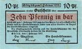 Kleingeld 1914-1922 10 Pf. Görlitz , Notgeld 10 Pfennig Schein unc-kfr. Ti.2310.15.05 , Schlesien 1917 -