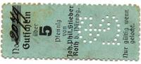 Kleingeld 1914-1922 5 Pf. Roth , Notgeld 5 Pfennig Schein unc-kfr. Ti.6235.05.01 , Bayern o.D. Verkehrsaus -