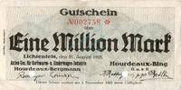 Inflation 1923 DE 1 Mio. Mk. Lichtenfels , Banknote 1 Million Mark Schein Gbr.E Keller 3246.b , Bayern 1923 -