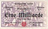 Inflation 1923 DE 1 Mia. Mk. Lörrach , Banknote 1 Milliarde Mark Schein gbr. Keller 3311.k , Baden 1923 Infla -