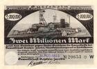 Inflation 1923 DE 2 Mio. Mk. Hückelhoven , Banknote 2 Millionen Mark Schein unc-kfr. Keller 2456.a Rheinland -