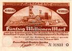 Inflation 1923 DE 50 Mio. Mk. Hückelhoven , Banknote 50 Millionen Mark Schein unc-kfr. Keller 2456.b Rheinland -