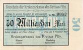 50 Mia. Mk. 1923 Inflation 1923 DE Plön , Banknote 50 Milliarden Mark Schein unc-kfr. Keller 4348.f Schleswig 1923 1-