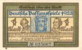 Serienscheine DE 1 Mk. -A- Freiburg , Notgeld 1 Mark --Passionsspiele A-- unc-kfr. M-G 381.1 Baden 1922 -
