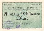 50 Mio. Mk. 1923 Inflation 1923 DE Passau , Banknote 50 Millionen Mark Schein unc-kfr. Keller 4249.h-i  Bayern 1923 1 bis 1-
