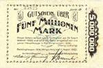 Inflation 1923 DE 5 Mio. Mk. Recklinghausen , Banknote 5 Millionen Mark Schein gbr. Keller 4465.d , Westfalen -