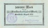 Inflation 1923 DE 500.000 Mk. Burscheid , Banknote 500.000 Mark Schein L-gbr. Keller 696.j , Rheinland 1923 -