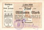 Inflation 1923 DE 5 Mio. Mk. Herdecke , Banknote 5 Millionen Mark Schein unc-kfr. Keller 2327 Westfalen 1923 -