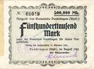 500.000 Mk. 1923 Inflation 1923 DE Denklingen , Banknote 500.000 Mark gbr. Keller 980.a , Rheinland 1923 Inflation zirkuliert