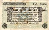Inflation 1923 DE 20 Mia. Mk. Schwerin , Banknote 20 Milliarden Mark Schein gbr. Keller 3491.h , Mecklenburg -