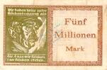 Inflation 1923 DE 5 Mio. Mk. Genthin , Banknote 5 Millionen Mark Schein gbr. Keller 1722.b , p.Sachsen 1923 -
