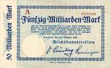 Inflation 1923 DE 50 Mia. Mk. Cassel , Banknote 50 Milliarden Mark Schein L-gbr. Keller 731.k , Hessen 1923 -