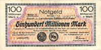 Inflation 1923 DE 100 Mio. Mk. Gelsenkirchen , Banknote 100 Millionen Mark Schein gbr. Keller 1710.t , Westfale -