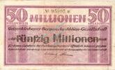 Inflation 1923 DE 50 Mio. Mk. Gelsenkirchen , Banknote 50 Millionen Mark Schein gbr. Keller 1711.f , Westfalen -