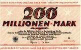 Inflation 1923 DE 200 Mio. Mk. Dortmund , Banknote 200 Millionen Mark Schein gbr. Keller 1061.m Westfalen 1923 -